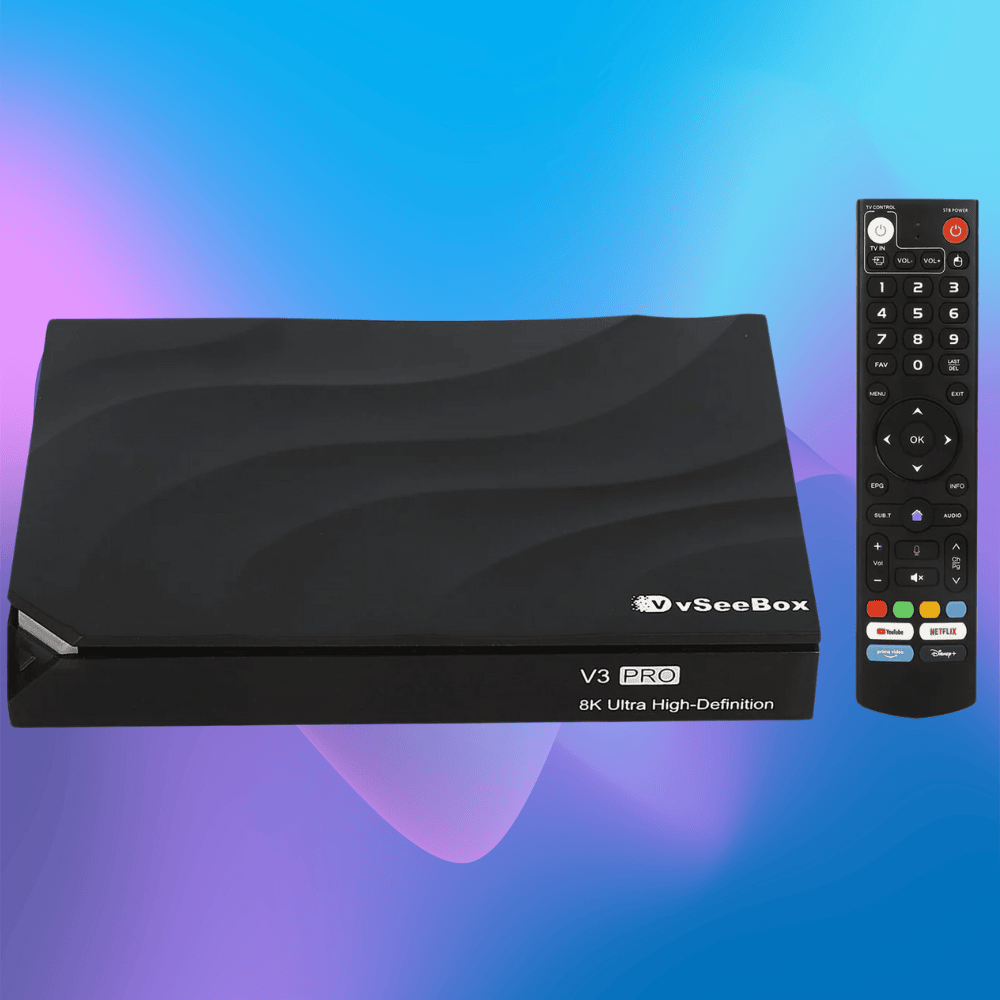 vSeeBox V3 Pro Android TV Box – 8K streaming device front view